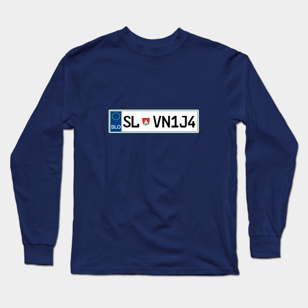 Slovenia car registration plate Long Sleeve T-Shirt by Travellers